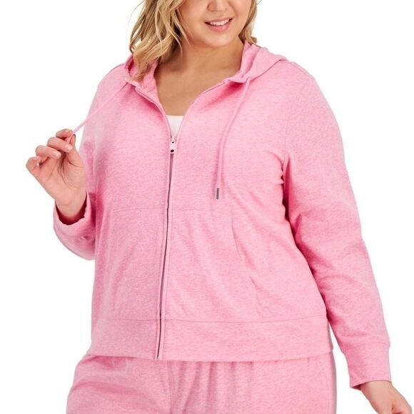 ID IDEOLOGY Plus Size Full-Zip Hooded Jacket, candy pink heather 2X - Picture 1 of 7